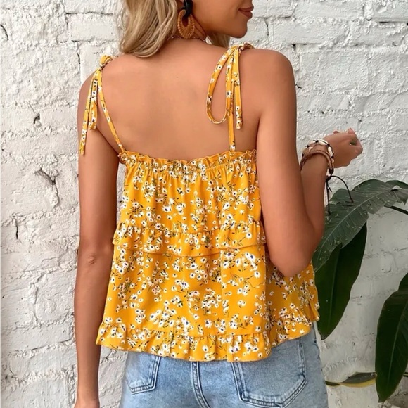 Floral Yellow Boho Top NWOT - Picture 4 of 4